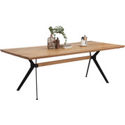 JEDILNA MIZA, masivno divji hrast črna, hrast - črna/hrast, Natur, kovina/les (220/100/76cm) - Linea Natura