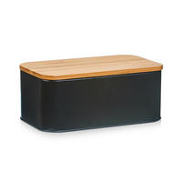 BROTKASTEN - Schwarz, Basics, Holz/Metall (31/18/13cm) - Zeller Present