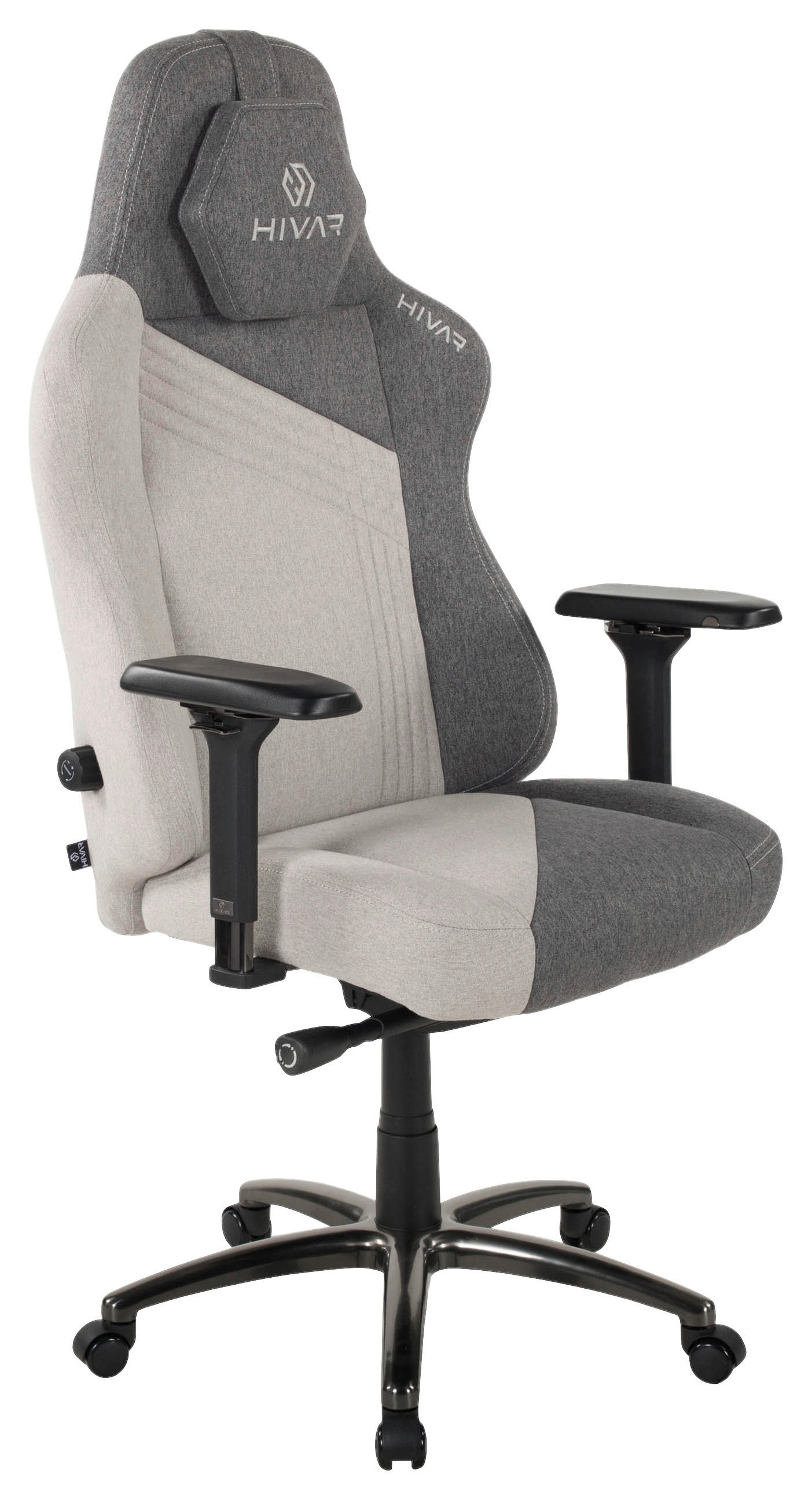 GAMINGSTUHL Hellgrau, Dunkelgrau, Schwarz Hochglanz Metall, Textil   - Schwarz Hochglanz/Dunkelgrau, LIFESTYLE, Textil/Metall (81/147/72cm) - HIVAR