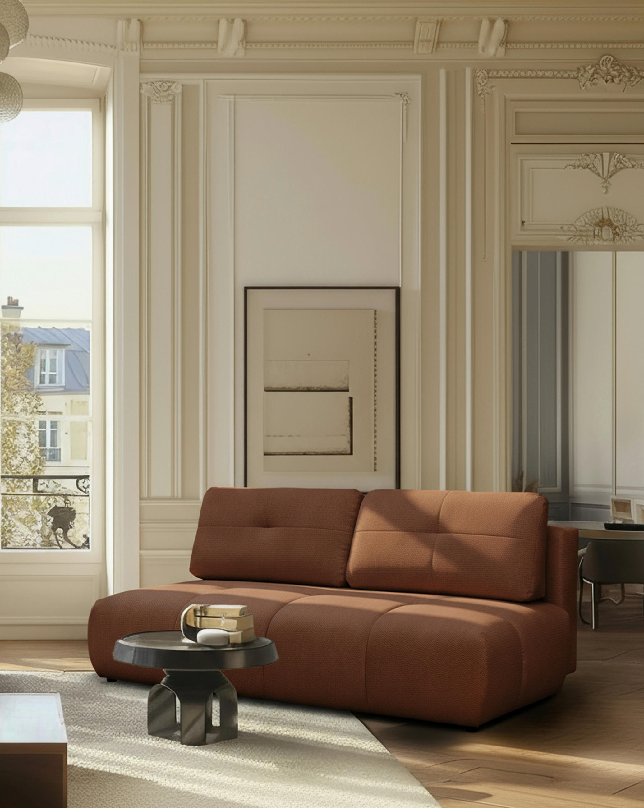 SCHLAFSOFA Struktur Rot  - Rot/Schwarz, Design, Textil (208/92/104cm) - MID.YOU