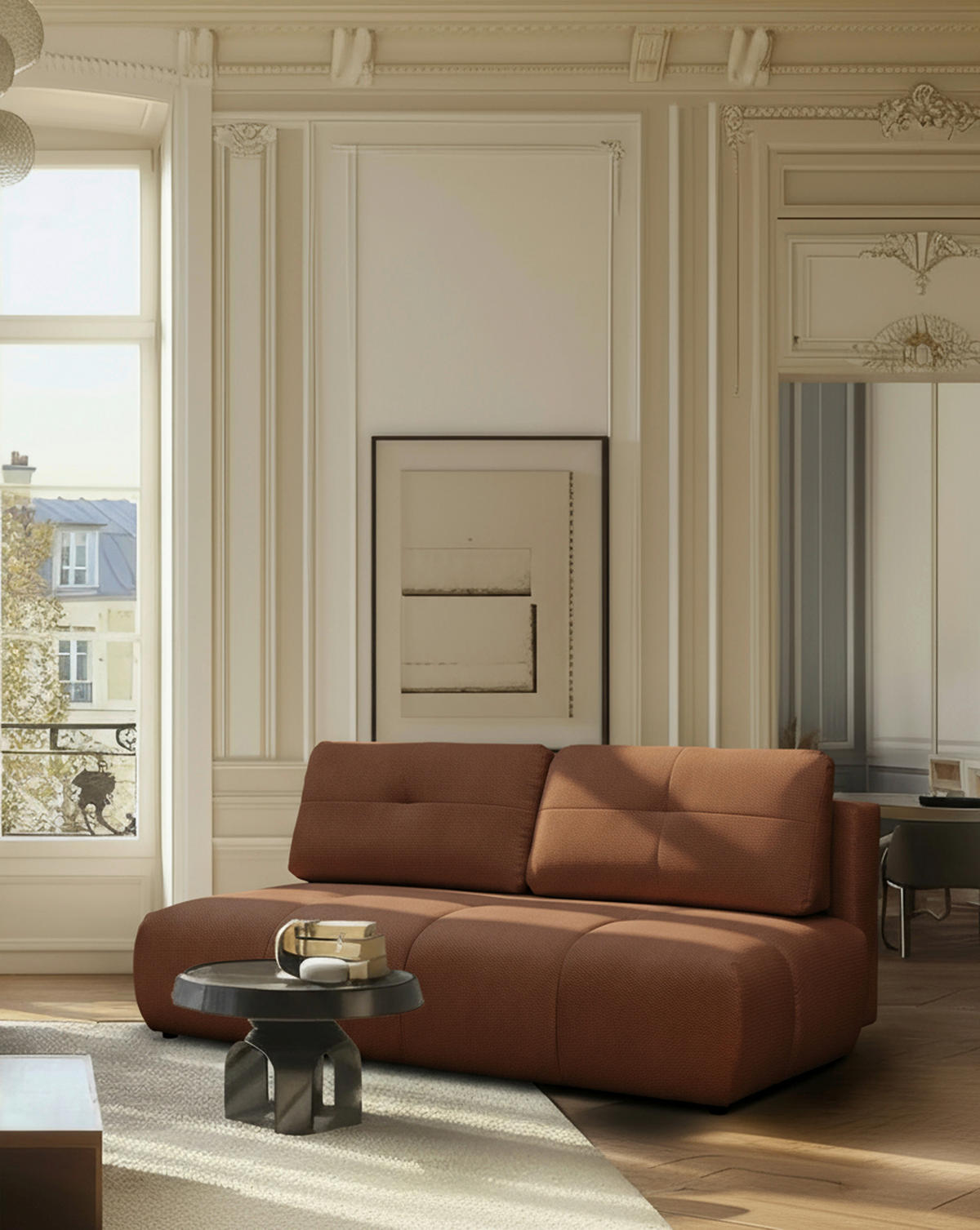 SCHLAFSOFA Struktur Rot  - Rot/Schwarz, Design, Textil (208/92/104cm) - MID.YOU