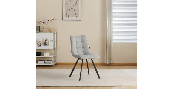 STUHL  Stoffauswahl Leinenoptik  - Hellgrau/Schwarz, Design, Textil/Metall (47/86/61cm) - Xora