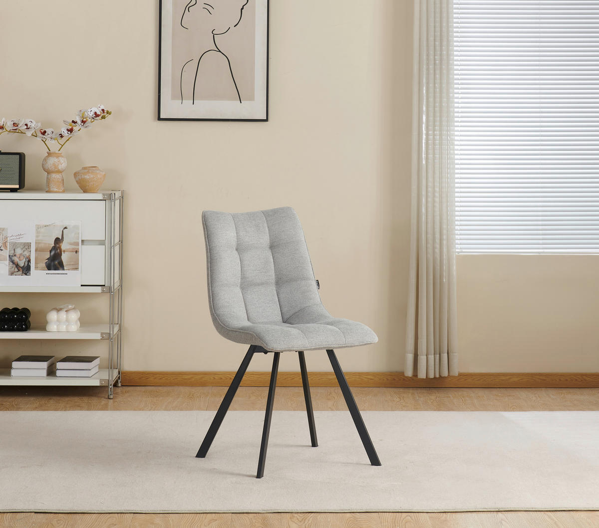 STUHL - Hellgrau/Schwarz, Design, Textil/Metall (47/86/61cm) - Xora