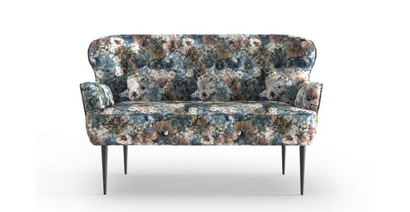 SOFA Jacquard Blau, Rosa, Beige  - Blau/Beige, KONVENTIONELL, Textil/Metall (153/97/87cm) - Cantus
