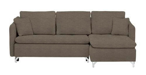 ECKSOFA Dunkelbraun Struktur  - Dunkelbraun/Silberfarben, Design, Textil/Metall (223/146cm) - Ti'me