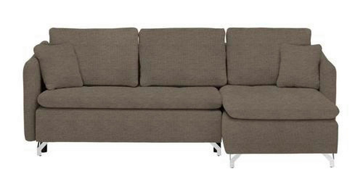 ECKSOFA in Struktur Dunkelbraun  - Dunkelbraun/Silberfarben, Design, Textil/Metall (223/146cm) - Ti'me