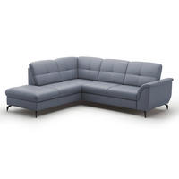ECKSOFA in Vliesstoff Kombination Echtleder/Stoff Graublau  - Graublau/Schwarz, Modern, Leder/Textil (212/244cm) - Sit & More