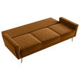 SCHLAFSOFA Samt Senfgelb  - Buchefarben/Senfgelb, KONVENTIONELL, Holz/Textil (225/91/99cm) - Carryhome