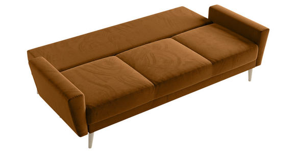 SCHLAFSOFA Samt Senfgelb  - Buchefarben/Senfgelb, KONVENTIONELL, Holz/Textil (225/91/99cm) - Carryhome