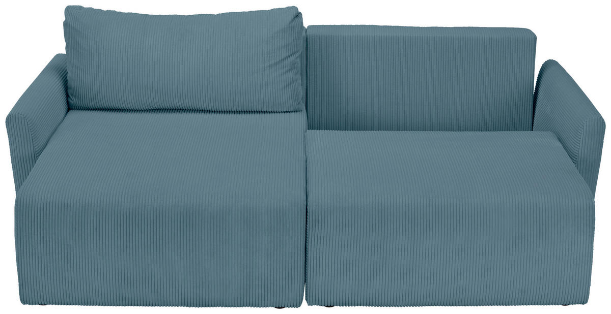 ECKSOFA Cord Hellblau  - Schwarz/Hellblau, Konventionell, Kunststoff/Textil (228/146cm) - MID.YOU