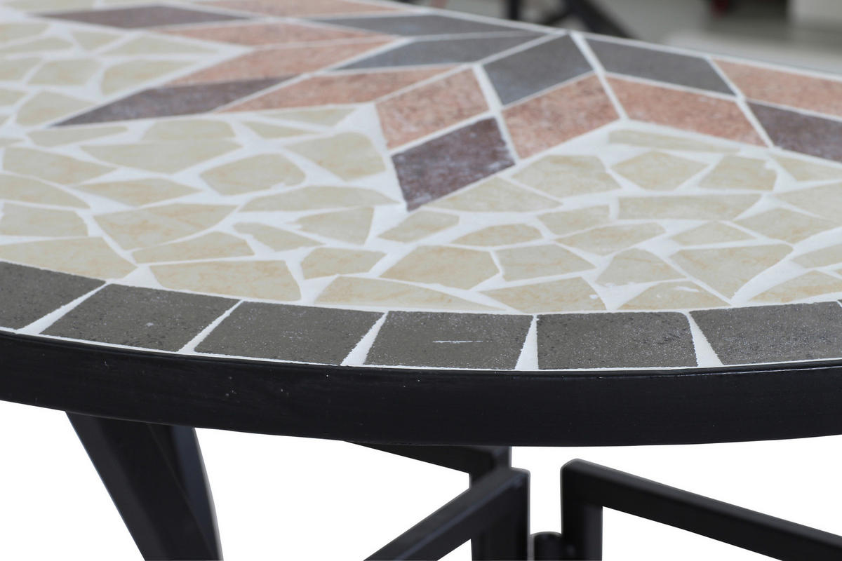 GARTENTISCH Keramik Multicolor, Schwarz formgebogen  - Multicolor/Schwarz, MODERN, Keramik/Metall (70/35,5/71cm) - Siena Garden