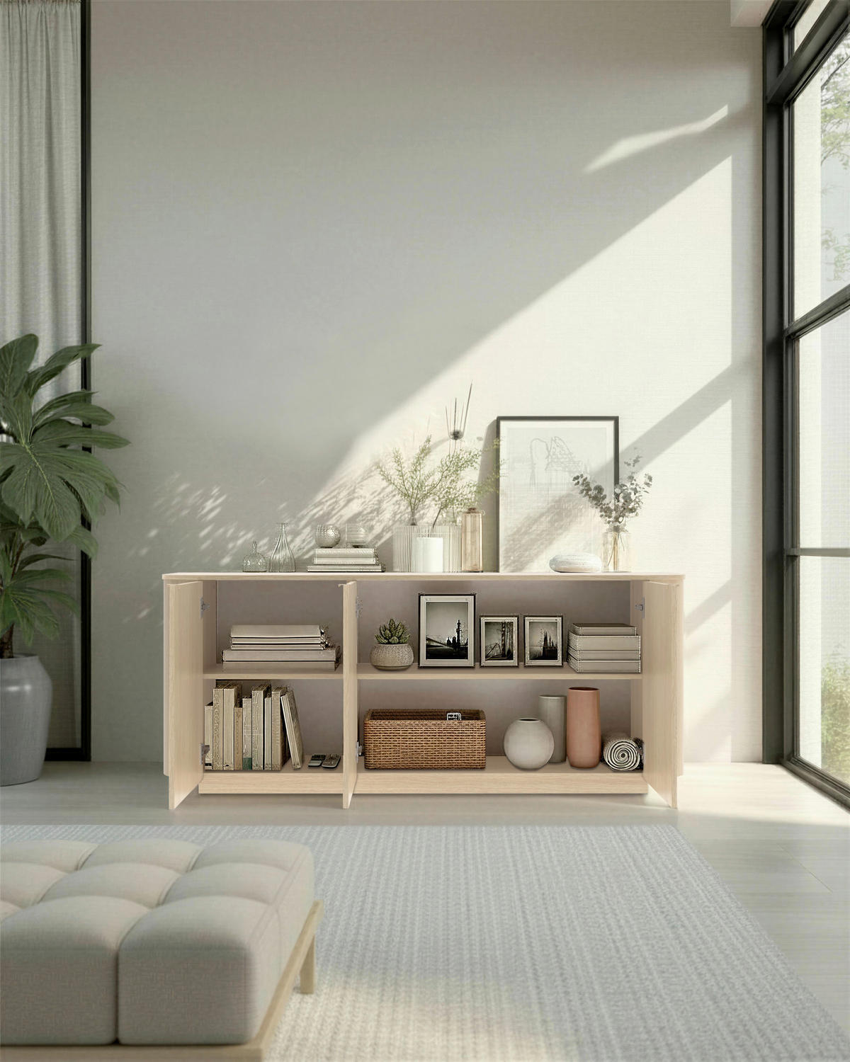 SIDEBOARD  in 181/76/43 cm  - Eichefarben, Design, Holzwerkstoff/Metall (181/76/43cm) - MID.YOU