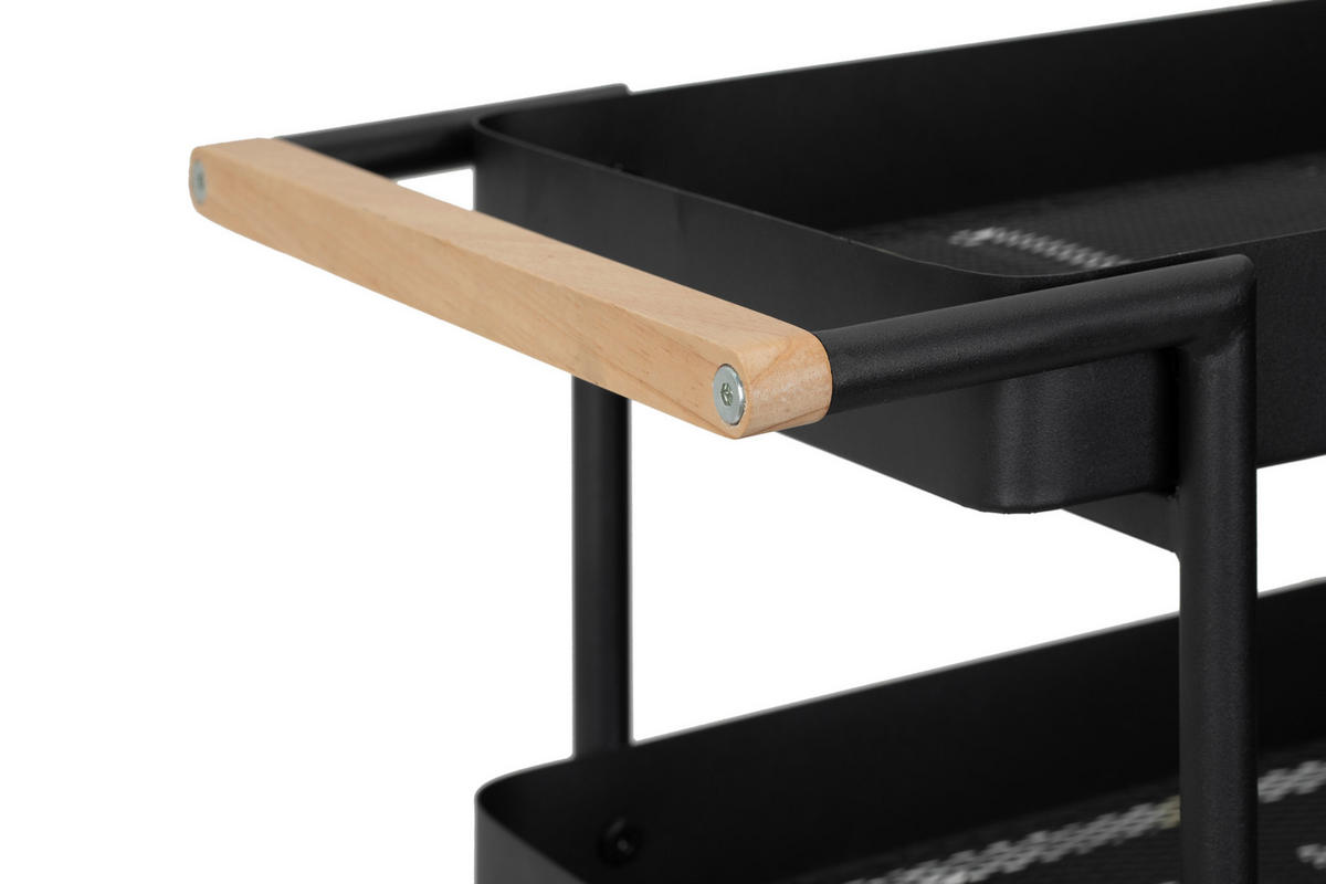 SERVIERWAGEN in Schwarz  - Schwarz/Naturfarben, MODERN, Holz/Kunststoff (51.5/85.5/29cm) - PBJ