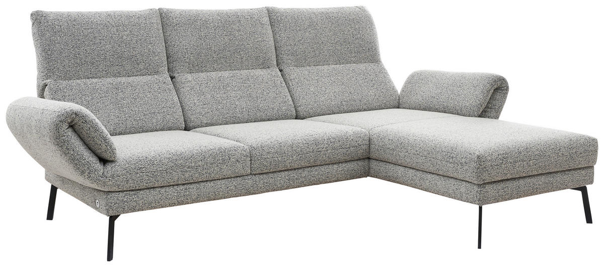 ECKSOFA in Flachgewebe Blaugrau  - Blaugrau/Schwarz, Design, Textil/Metall (255-365/175-224cm) - Dieter Knoll