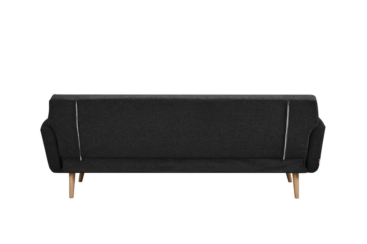 SCHLAFSOFA in Struktur Schwarz  - Schwarz/Naturfarben, MODERN, Holz/Textil (212/79/85cm) - Livetastic