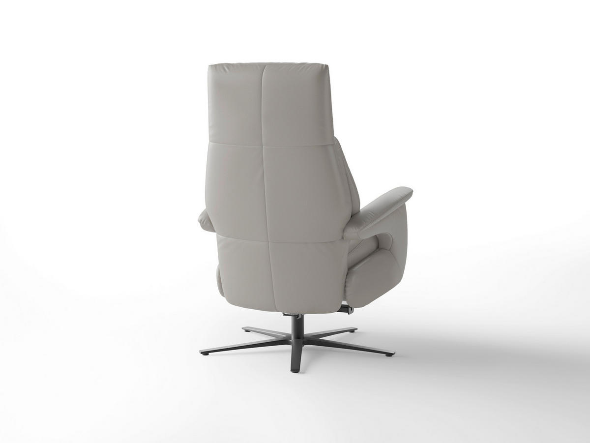 RELAXSESSEL TV LAZY E XS1 Echtleder Kopfteilverstellung, Rücken echt    - Hellgrau/Schwarz, Basics, Leder/Metall (75/110/85cm) - Sit & More