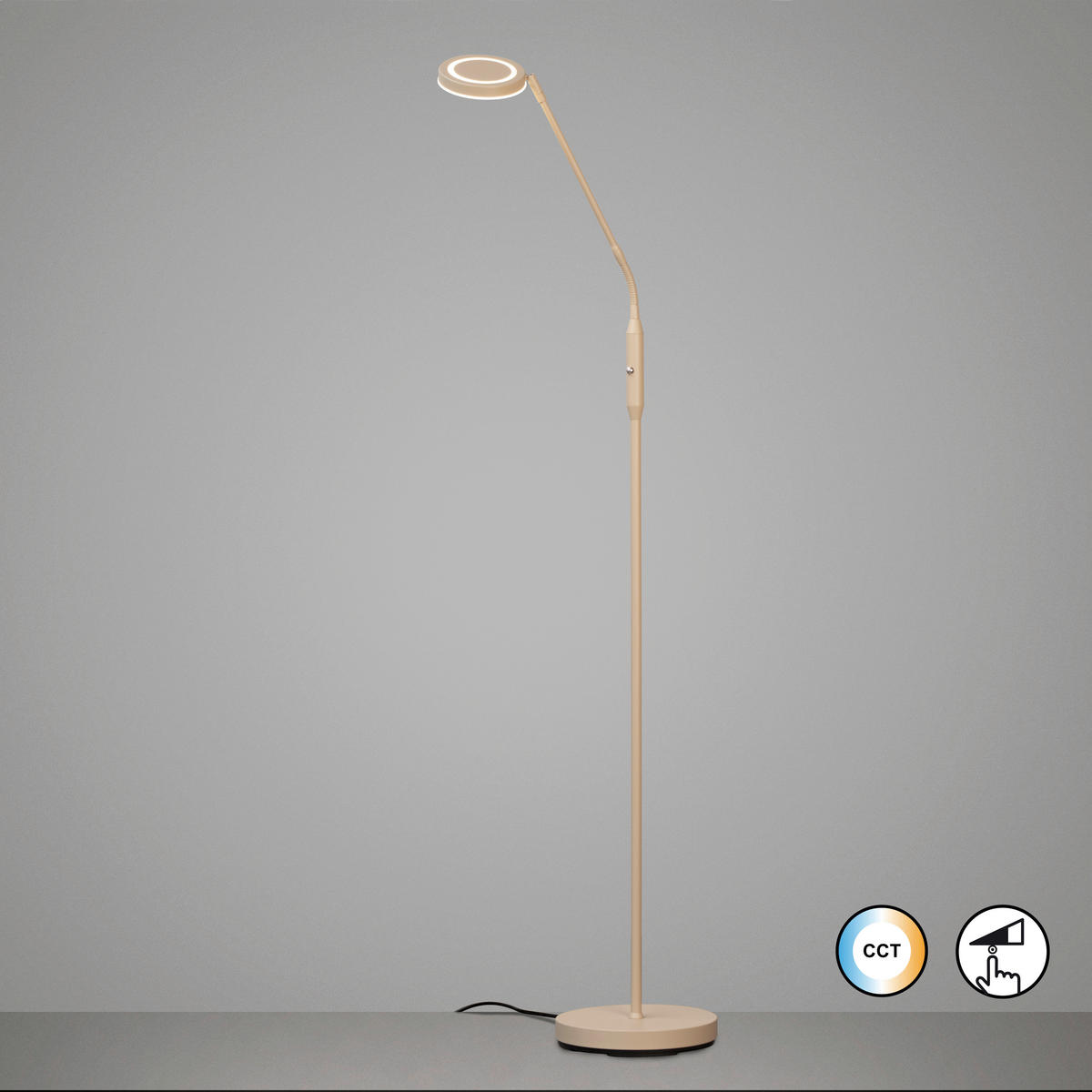 LED-STEHLEUCHTE Sorento 23/138/45 cm   - Sandfarben, Design, Metall (23/138/45cm) - Fischer & Honsel