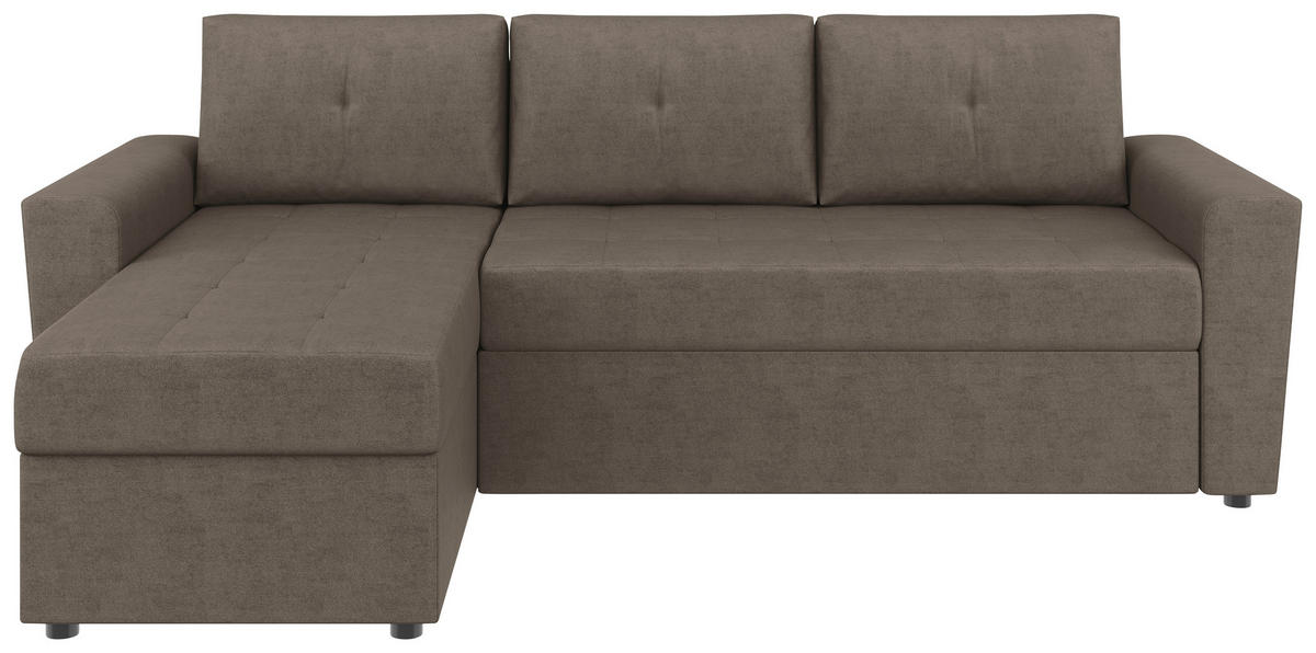 ECKSOFA TERMOLI in Jacquard Taupe  155/231 cm  - Taupe/Schwarz, Design, Kunststoff/Textil (155/231cm) - MID.YOU