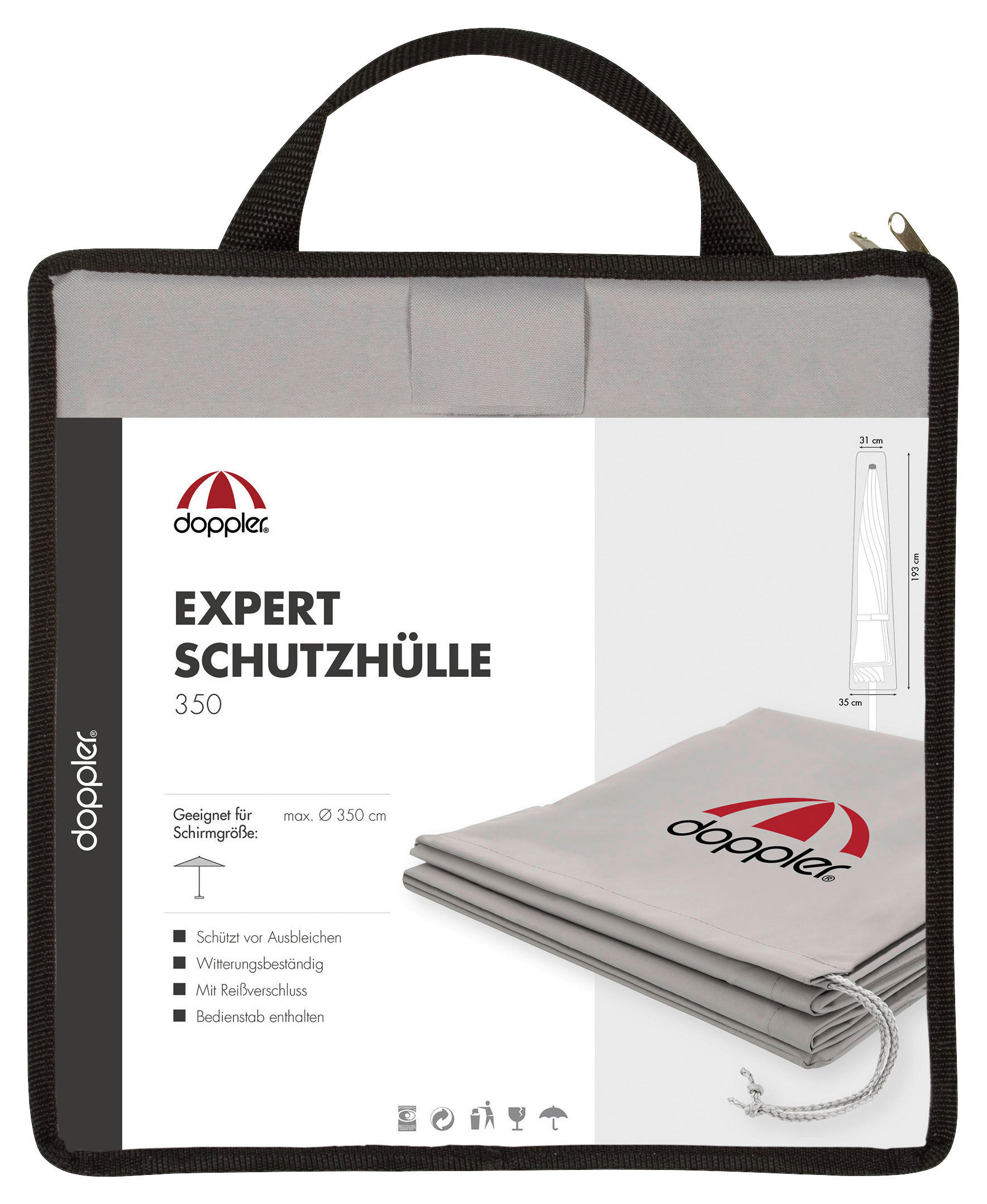 SCHIRMHÜLLE Grau   - Grau, Basics, Textil (350cm) - Doppler