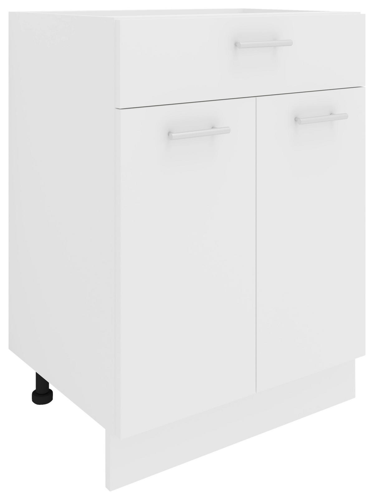 BÄNKSKÅP 60/82/46 cm  i vit  - vit/aluminiumfärg, Klassisk, metall/trämaterial (60/82/46cm) - MID.YOU