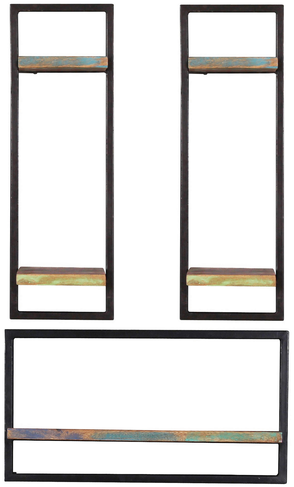 WANDREGAL 65/35/25 cm  - Multicolor/Schwarz, Design, Holz/Metall (65/35/25cm) - MID.YOU
