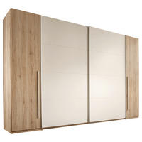 KLEIDERSCHRANK 315/225/61 cm,  in Weiß, Eiche San Remo, 4-türig  - Eichefarben/Alufarben, Design, Holzwerkstoff/Kunststoff (315/225/61cm) - Ti'me