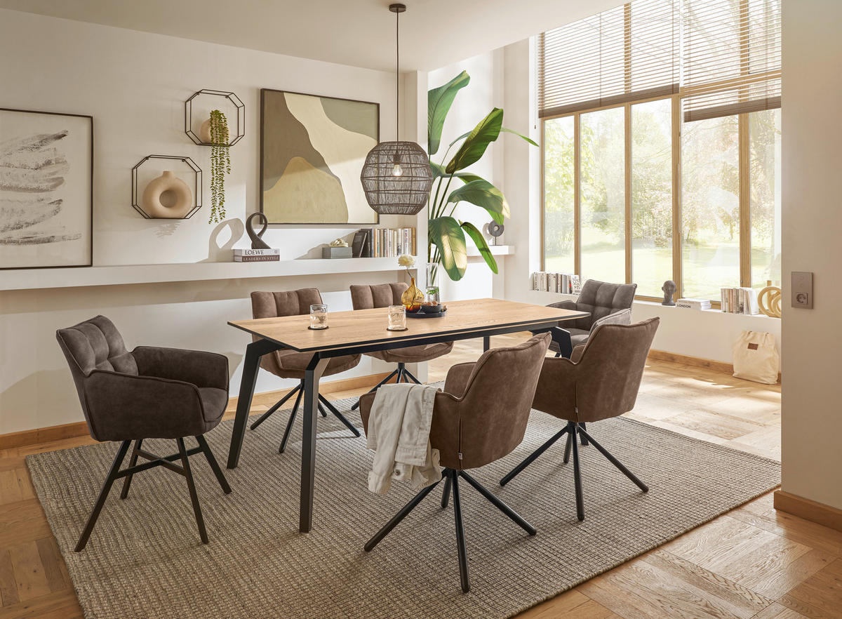 ESSTISCH rechteckig Braun, Schwarz  - Schwarz/Braun, Trend, Holzwerkstoff/Metall (160/90/76cm) - SetOne by Musterring