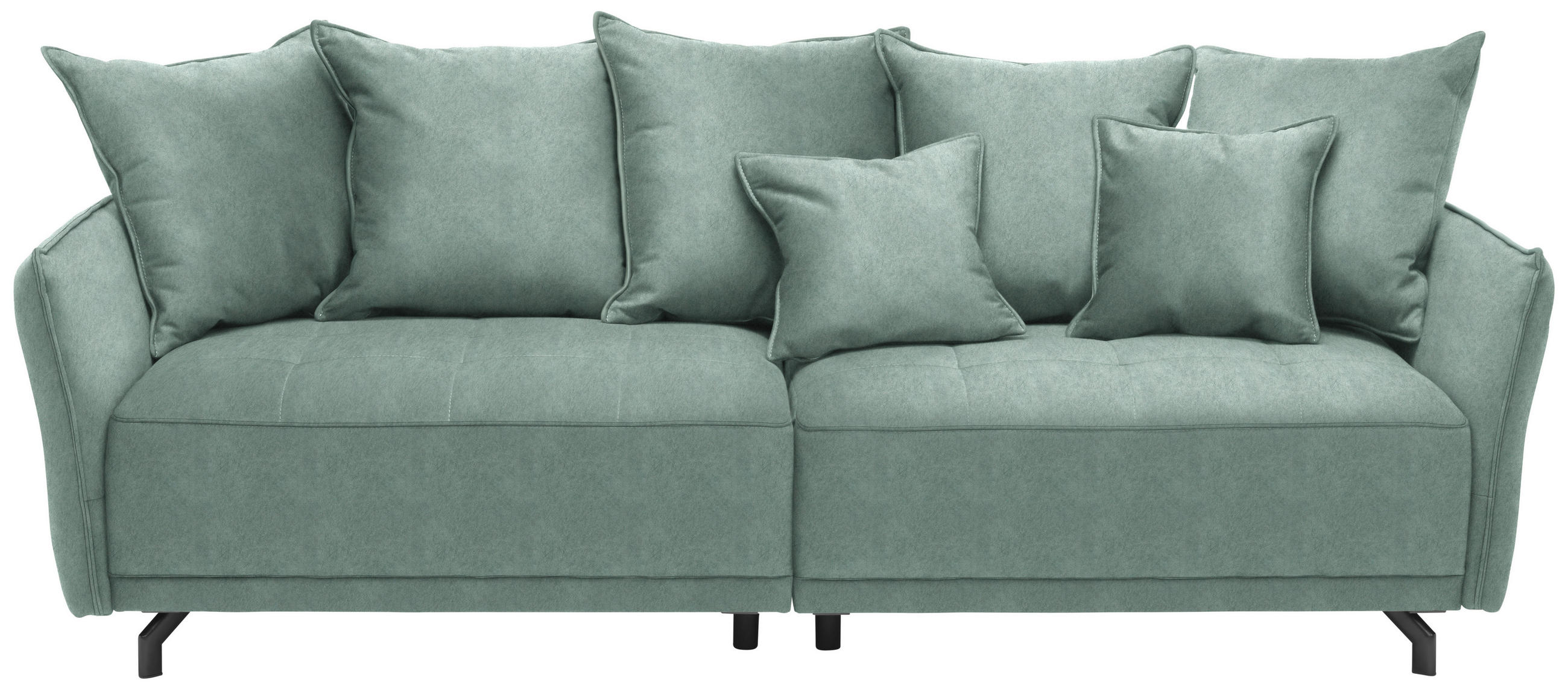BIGSOFA in Velours Mintgrün  - Schwarz/Mintgrün, Design, Textil/Metall (226/91/103cm) - Carryhome