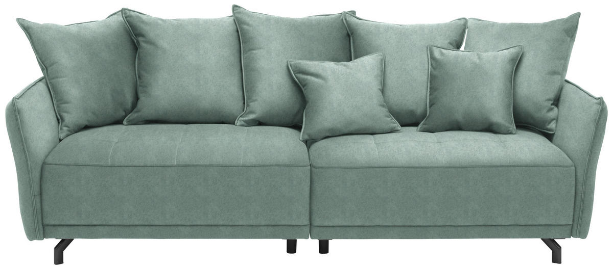 BIGSOFA in Velours Mintgrün  - Schwarz/Mintgrün, Design, Textil/Metall (226/91/103cm) - Carryhome