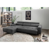 ECKSOFA Anthrazit Chenille  - Anthrazit/Schwarz, KONVENTIONELL, Textil/Metall (188/276cm) - Livetastic