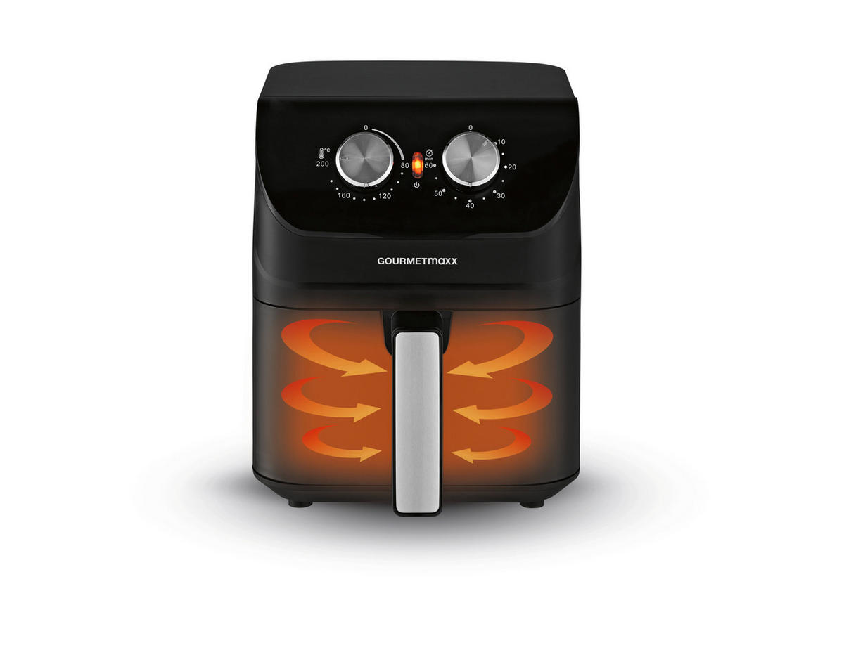HEIßLUFTFRITTEUSE GOURMETmaxx 4 L  - Schwarz, Basics, Kunststoff (24/35/30cm) - GOURMETMAXX