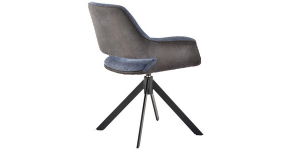 ARMLEHNSTUHL in Eisen Mikrofaser, Leinenoptik - Blau/Dunkelgrau, Design, Textil/Metall (66/83,5/62,5cm) - Novel