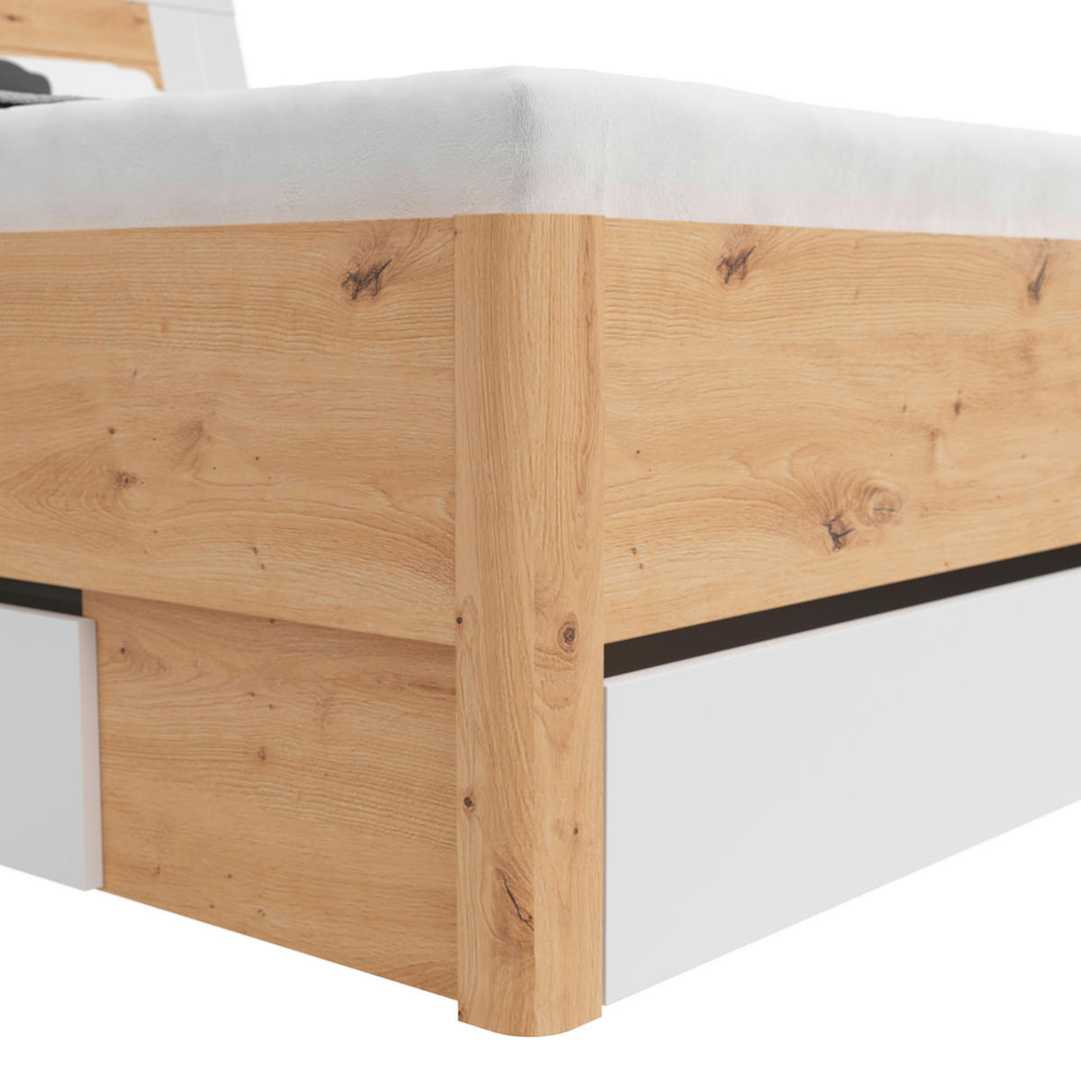 STAURAUMBETT  in Weiß, Eiche Artisan  - Graphitfarben/Weiß, KONVENTIONELL, Holzwerkstoff (140/200cm)