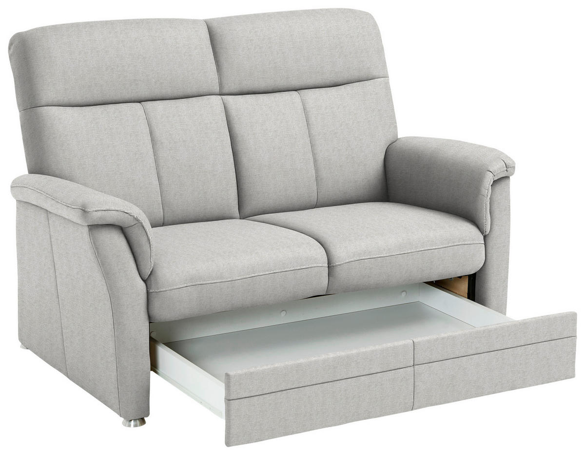 2-SITZER-SOFA Flachgewebe Ecru  - Ecru/Alufarben, Konventionell, Textil/Metall (142/100/89cm) - Beldomo Comfort
