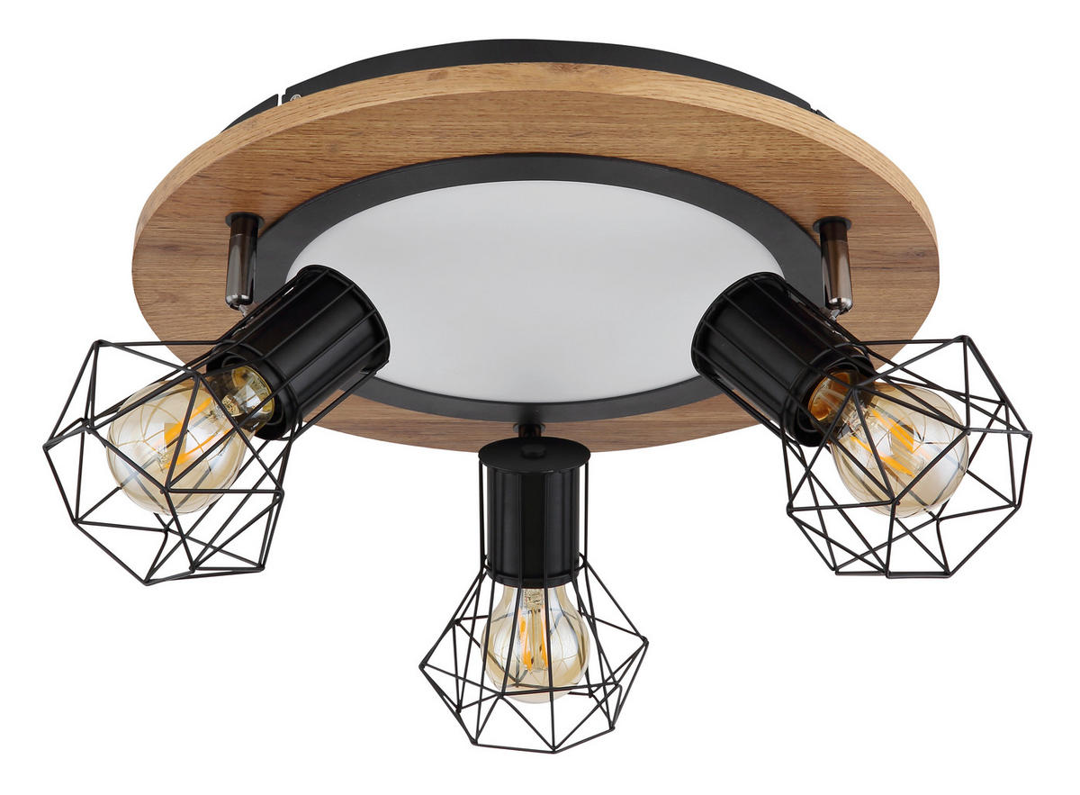LED-DECKENLEUCHTE 40/22,5 cm   - Opal/Schwarz, Basics, Holzwerkstoff/Kunststoff (40/22,5cm) - Globo