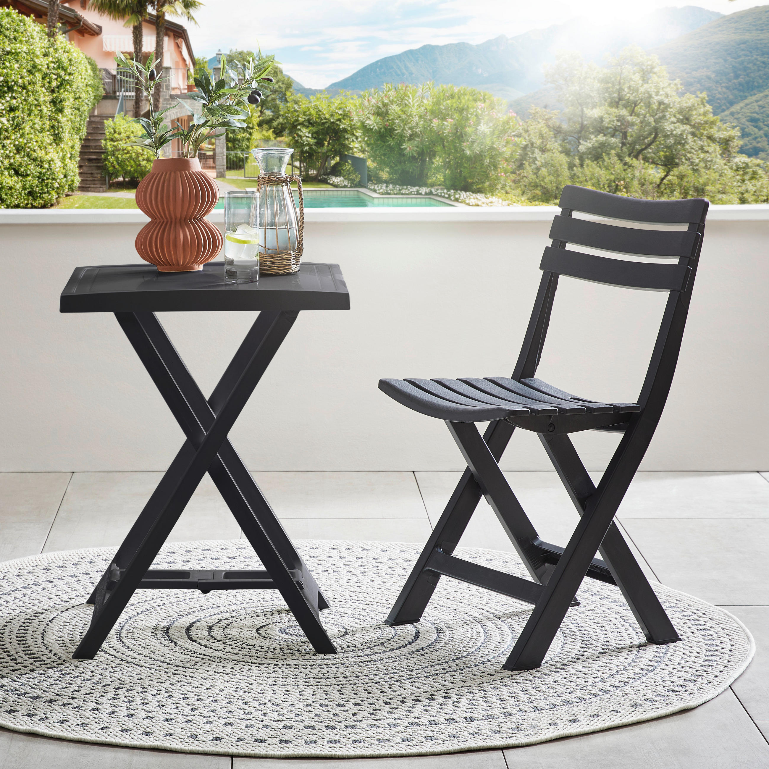 GARTENKLAPPTISCH Kunststoff rechteckig  - Anthrazit, Basics, Kunststoff (50/47/65cm) - Ambia Garden