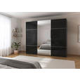 SCHWEBETÜRENSCHRANK 271/223/68 cm 3-türig Schwarz  - Alufarben/Schwarz, KONVENTIONELL, Glas/Holzwerkstoff (271/223/68cm) - Novel