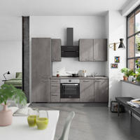 KÜCHENLEERBLOCK Riva 240 cm  in Schieferfarben  - Schieferfarben/Edelstahlfarben, MODERN, Holzwerkstoff/Metall (240cm) - Nobilia
