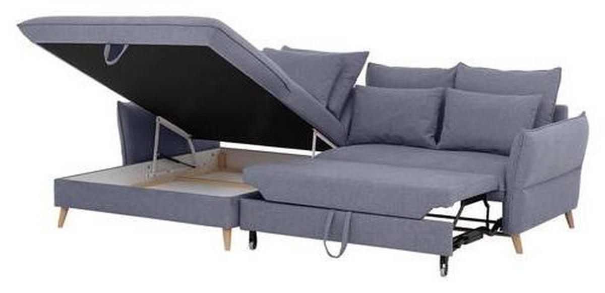 ECKSCHLAFSOFA in Blau  - Blau/Buchefarben, Design, Holz/Textil (170/274cm) - Livetastic