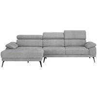 ECKSOFA Grau Velours  - Schwarz/Grau, Design, Textil/Metall (187/295cm) - Novel