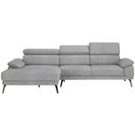 ECKSOFA Grau Velours  - Schwarz/Grau, Design, Textil/Metall (187/295cm) - Novel
