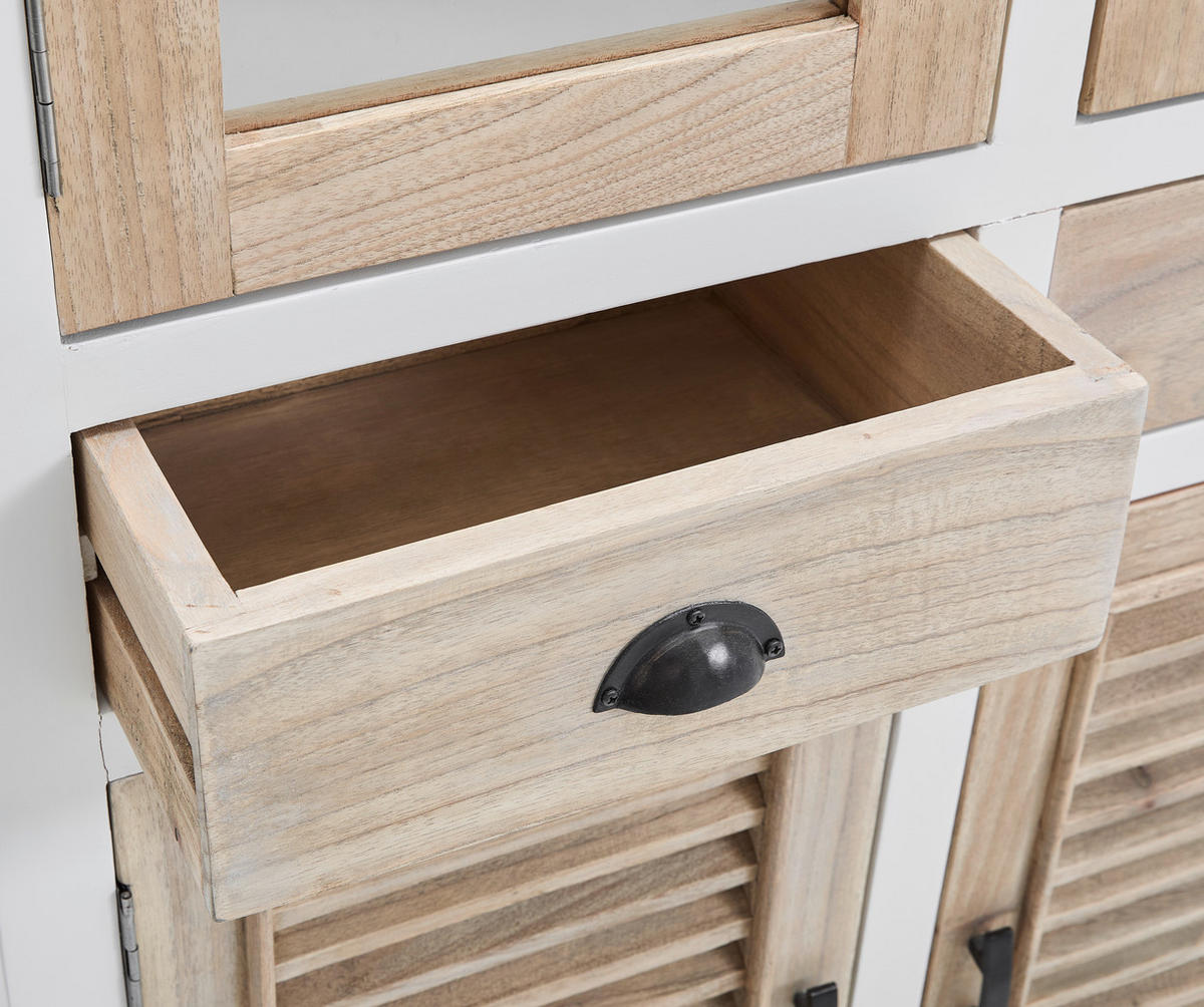 BUFFET 90/190/40 cm  in Naturfarben  - Schwarz/Naturfarben, Design, Holz/Metall (90/190/40cm) - Livetastic