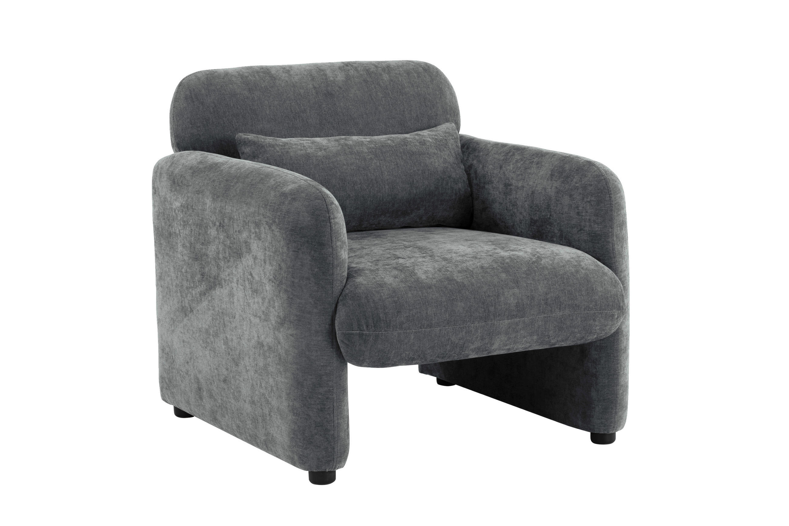 SESSEL in Samt Grau  - Schwarz/Grau, Design, Kunststoff/Textil (83/83/76cm) - MID.YOU