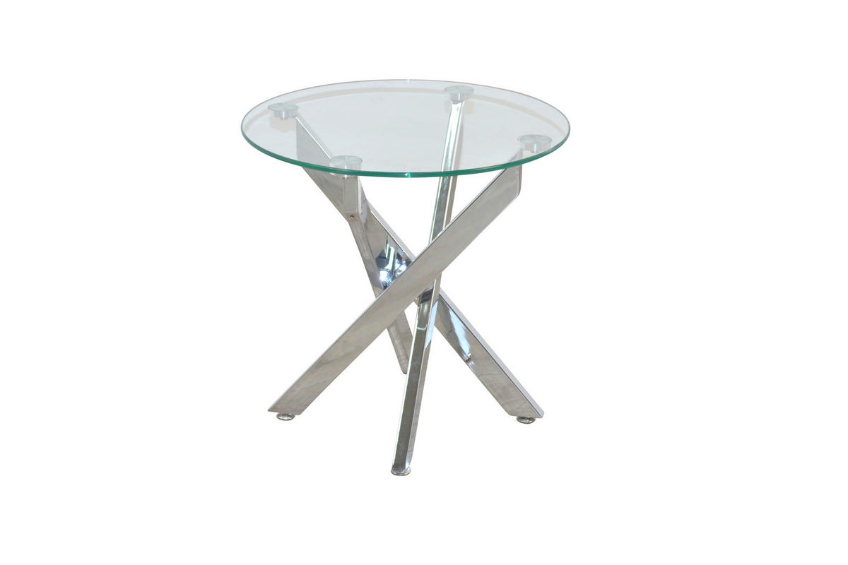 BEISTELLTISCH 45/45/45 cm Chromfarben rund  - Chromfarben, Design, Glas/Metall (45/45/45cm) - MID.YOU