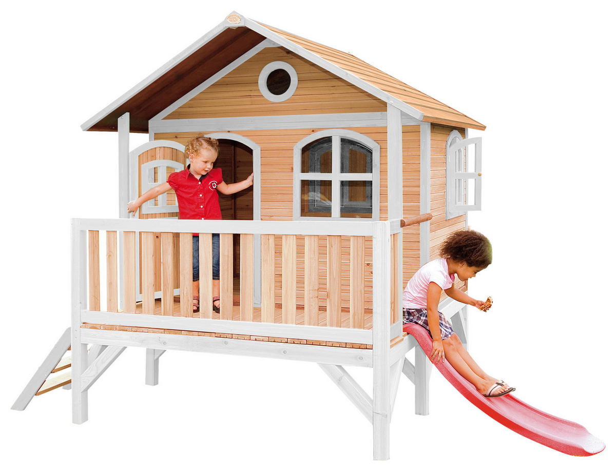 SPIELHAUS 349/233/212 cm  - Weiss/Hellrot, Konventionell, Holz/Kunststoff (349/233/212cm)