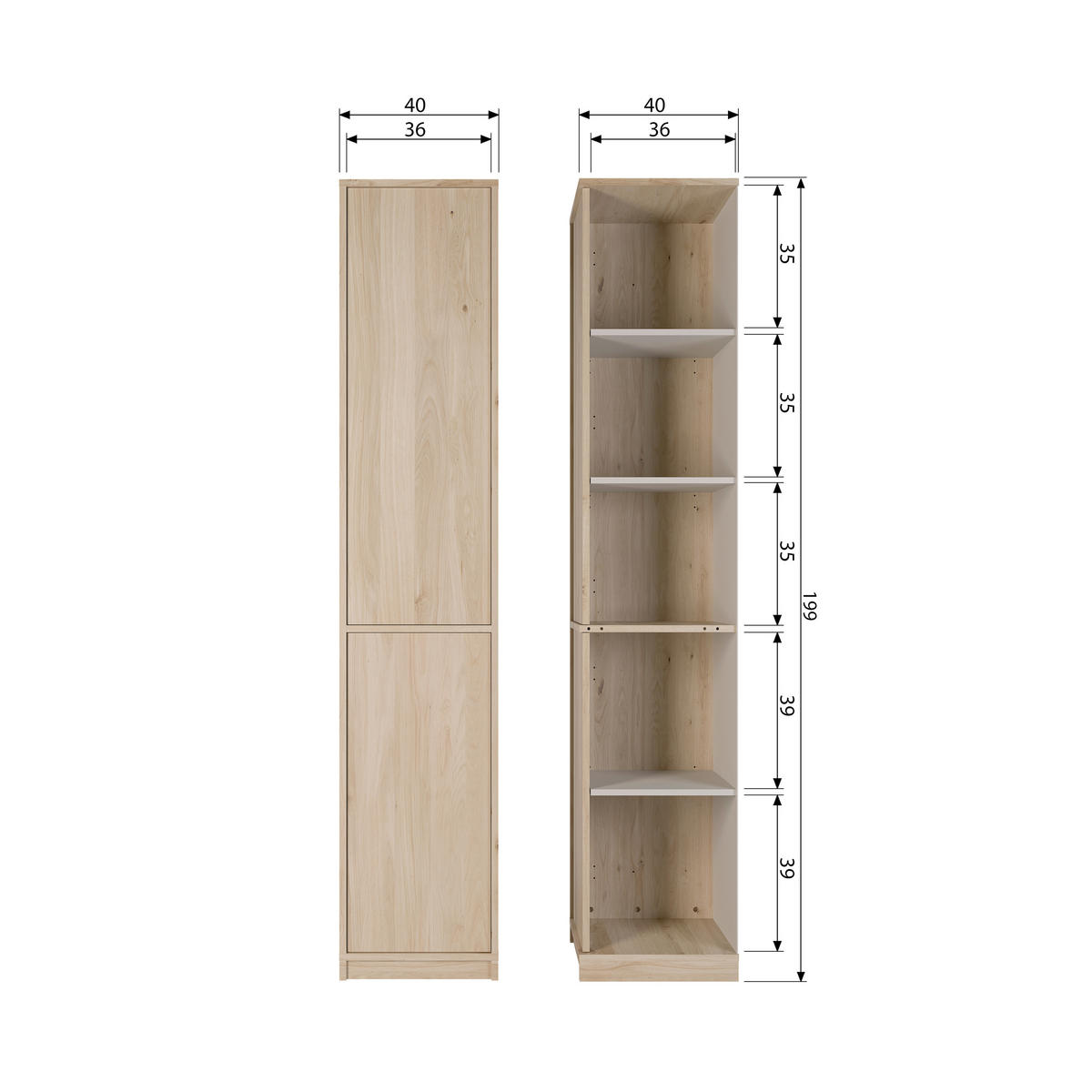 MEHRZWECKSCHRANK 40/199/40 cm  in Naturfarben  - Naturfarben, Design, Holz (40/199/40cm) - Livetastic