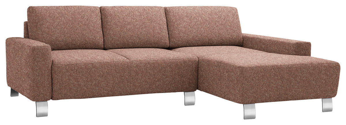 ECKSOFA  in Mikrovelours Terracotta  248/160 cm  - Terracotta/Alufarben, Design, Textil/Metall (248/160cm) - Sedda