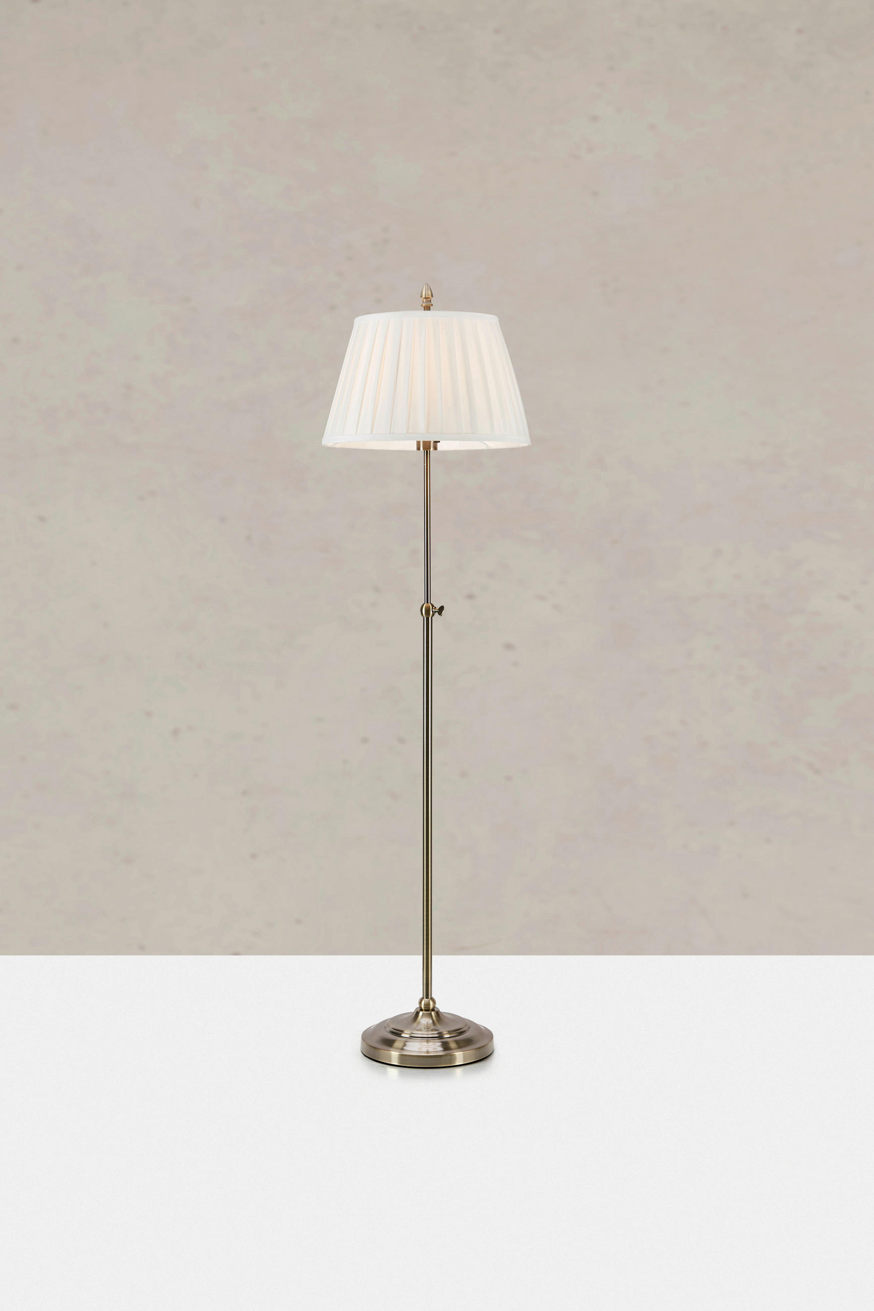 STEHLEUCHTE 38/155 cm    - Messingfarben/Weiß, Design, Textil/Metall (38/155cm) - Markslöjd