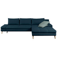 ECKSOFA in Webstoff Dunkelblau  - Erlefarben/Naturfarben, Trend, Holz/Textil (313/215cm) - MID.YOU