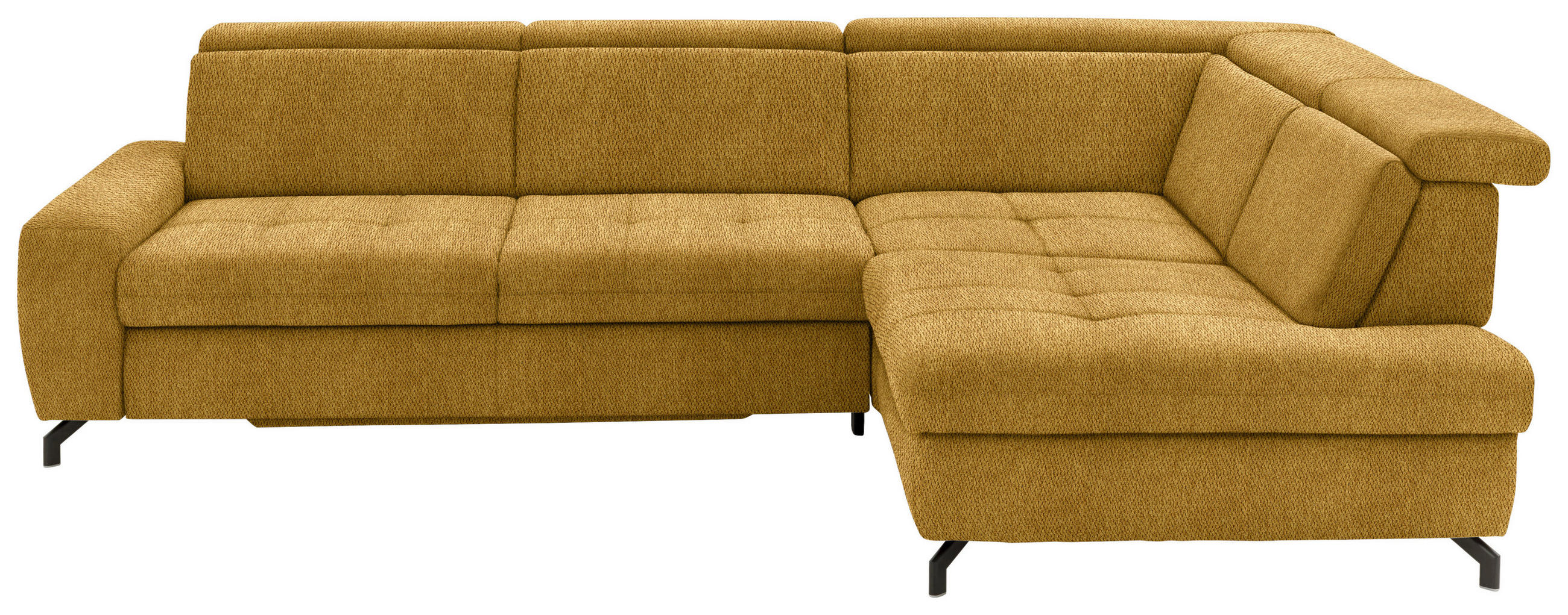 ECKSOFA Currygelb Chenille  - Currygelb/Schwarz, Design, Textil/Metall (310/220cm) - Beldomo Style